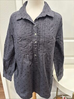 EUC Sundance Black Dot-Print Pintuck Top